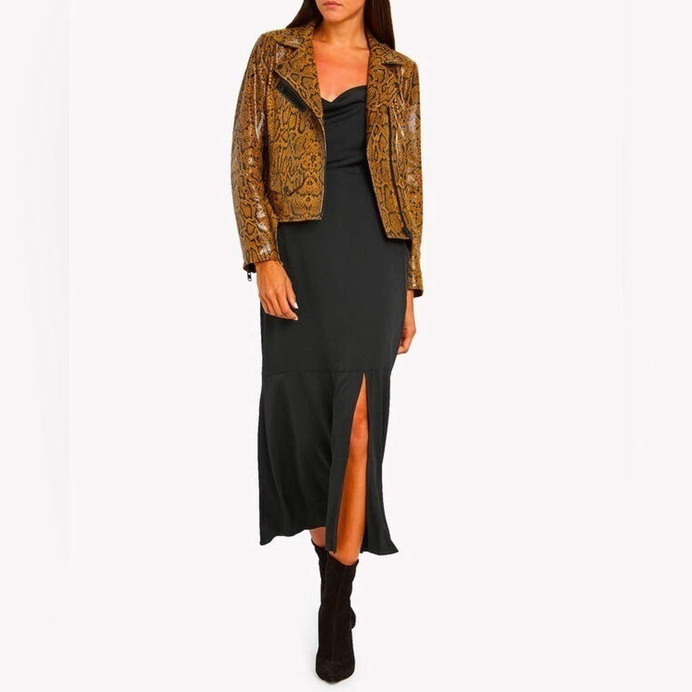 NWT NOTES DU NORD Mercy Snake-Embossed Leather Jacket Multi